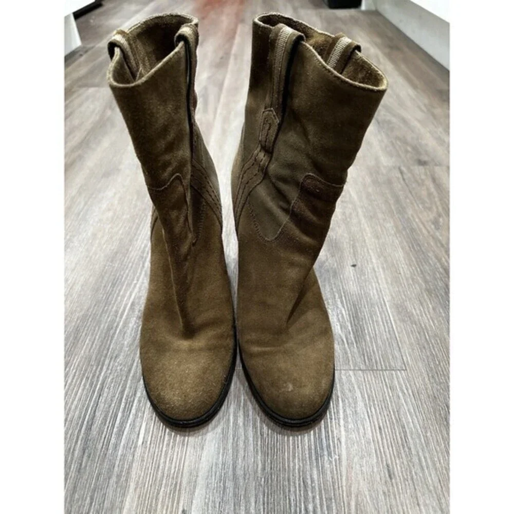 KATE SPADE New York BAISE bootie SIZE 9 M Block Heel Suede Leather Tobacco Brown